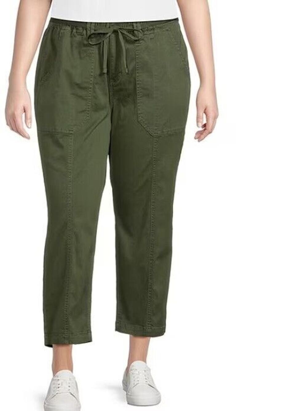 Nurture by Westbound Mid Rise Utility Pants 20WS Olive Green Paper Bag Straight